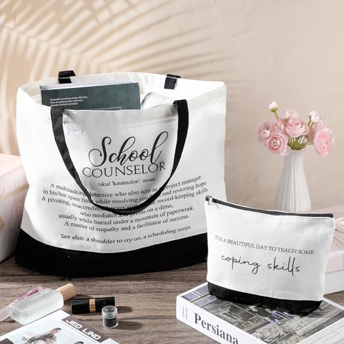 Guidance Counselor Gifts School Counselor Appreciation Gift Canvas Tote Bag Makeup Cosmetic Bag