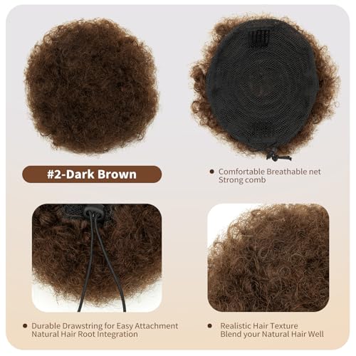 6 Inch Afro Puff Drawstring Ponytail Extension for Black Women - Pack of 1
