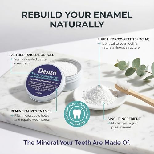 Dento Hydroxyapatite Tooth Powder 1oz Enamel Strengthener Natural Remineralizer