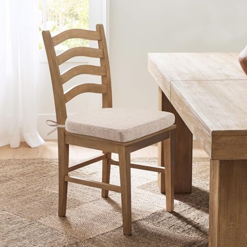 Oatmeal Beige Set of 6 Memory Foam Chair Cushions for Dining Chairs with Non-Slip Ties