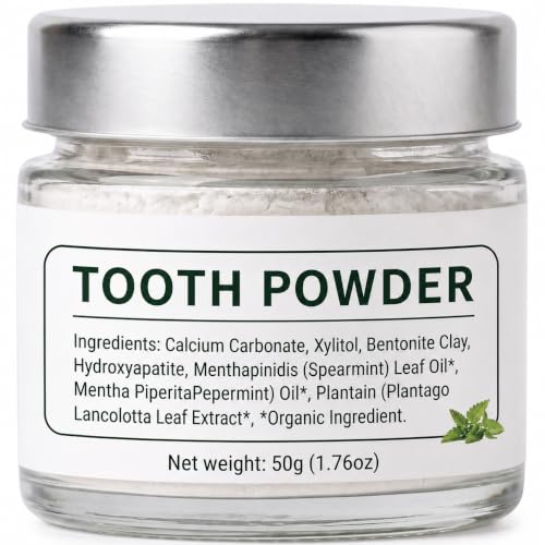 Hydroxyapatite Tooth Powder with Collagen & Mint - Remineralizing Fluoride-Free Oral Care, 1.76 OZ