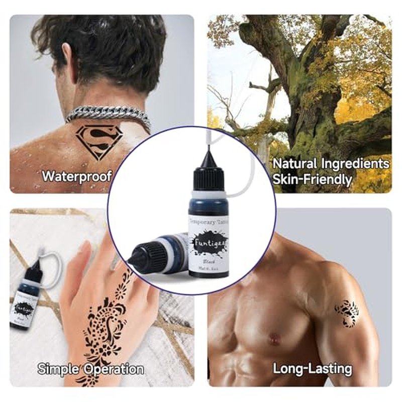 32pcs Black Rose Flower Temporary Tattoo Sticker For Women,Multiple Floral Pattern Designs(7.5X3.8 inch)