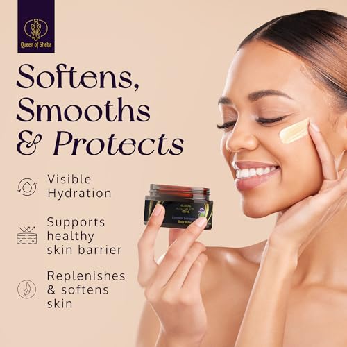Queen of Shea Lavender Lemongrass All Natural Shea Body Butter 8oz - Organic & Deeply Hydrating