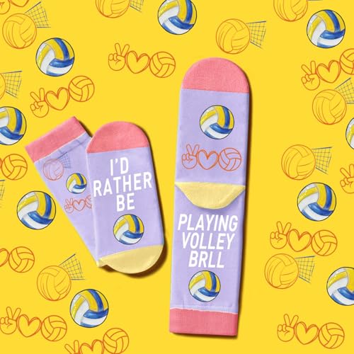Volleyball Gift Set for Girls - 6-Piece Teen Girl Volleyball Accessories with Socks Earrings Makeup Bag & Stickers - Variation of THIS listing