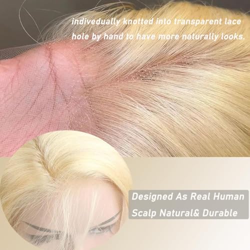 613 Blonde 13x4 HD Lace Closure Human Hair Body Wave 14 Inch - Free Part Natural Hairline