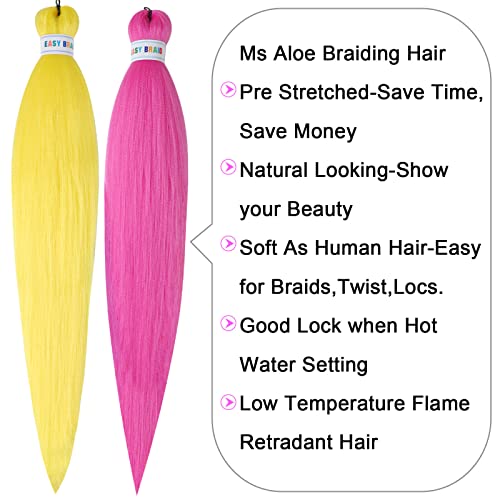 Ms Aloe Rainbow Pre Stretched Braiding Hair 26 Inch Pack of 6 - Multi Colored Knotless Extensions
