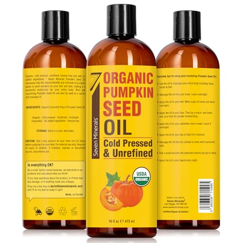 Organic Pumpkin Seed Oil for Hair & Skin - 16oz Cold-Pressed Moisturizer