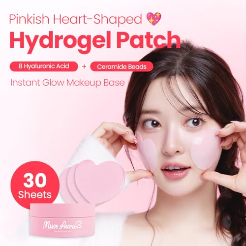 Hydrogel Heart Cheek Patches - Pinkish Hydrating Pre-Makeup Masks, 30 Count