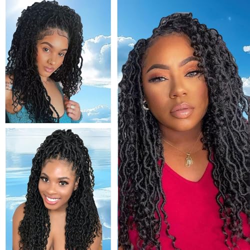 18 Inch Goddess Locs Crochet Hair - Boho Faux Locs 8 Packs 1B Variation
