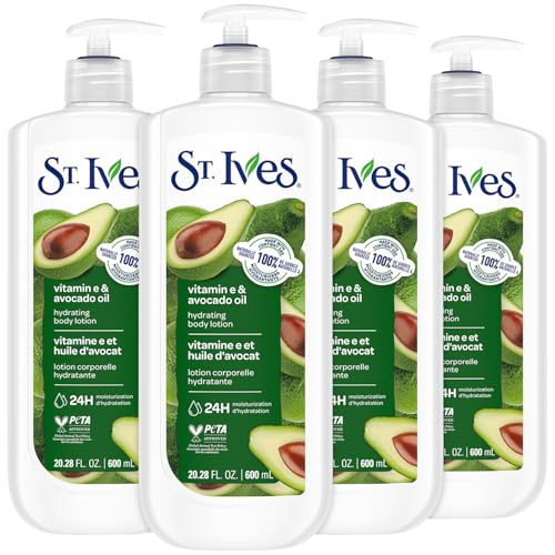 Vitamin E & Avocado Body Lotion 4-Pack - Non-Greasy, Cruelty-Free, 20.28 Oz Each - Variation: Vitamin E and Avocado