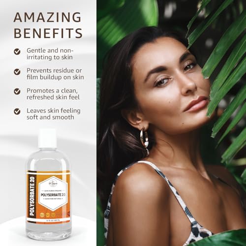 Polysorbate 20 USP Grade - Natural Emulsifier & Solubilizer for Cosmetics & Personal Care, 32oz