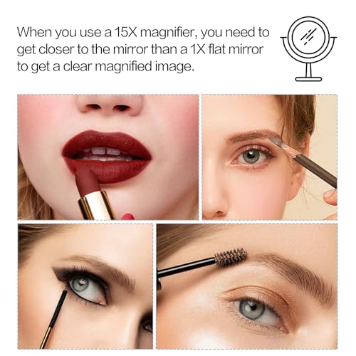 15X & 1X Magnifying Makeup Mirror with Stand - 7 Inch Tabletop Vanity Mirror for Bathroom & Bedroom