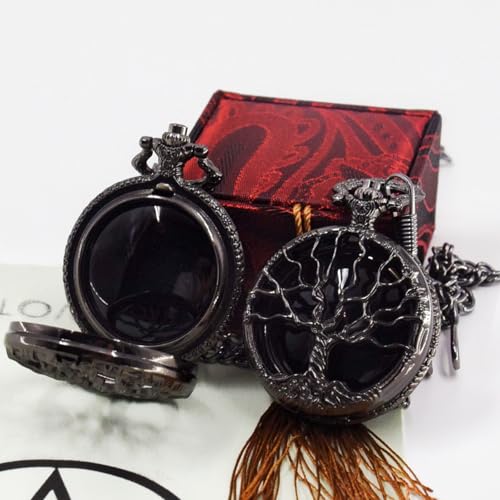 Scrying Mirror,Obsidian Mirror Tree of Life Design Witchcraft Kit for Divination, Meditation, and Spiritual Connection,Witchy Gifts
