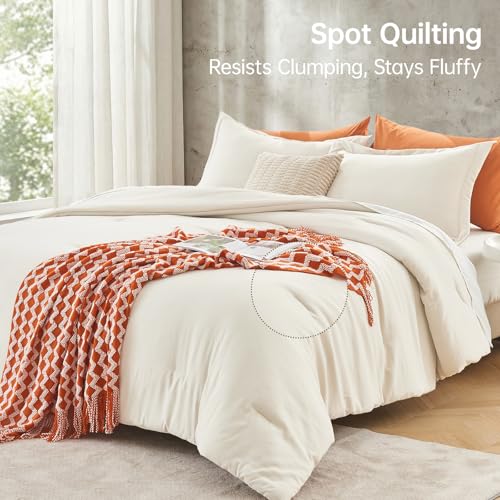 Oversized King Comforter Set Ivory - All-Season 3-Piece Bedding
