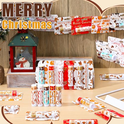 25 Pcs Christmas Lip Balm Set - Holiday Party Favors Peppermint & Seasonal Flavors - Bulk Moisturizing Lip Care