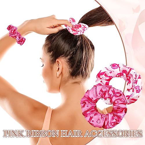 Breast Cancer Awareness Scrunchies Set - Pink Satin Hair Ties, 60pcs