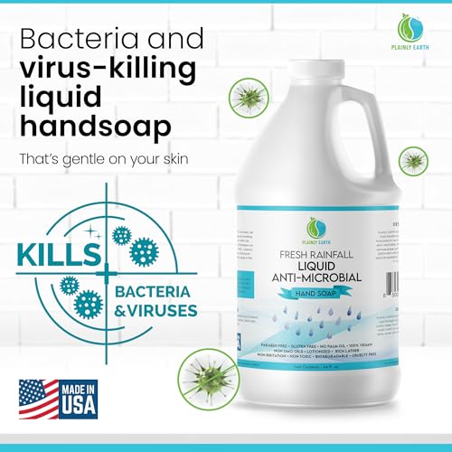 Antimicrobial Hand Soap Refill 64 oz - Gentle, Moisturizing, Scented for Kitchen & Bathroom - Fresh Rainfall Variation
