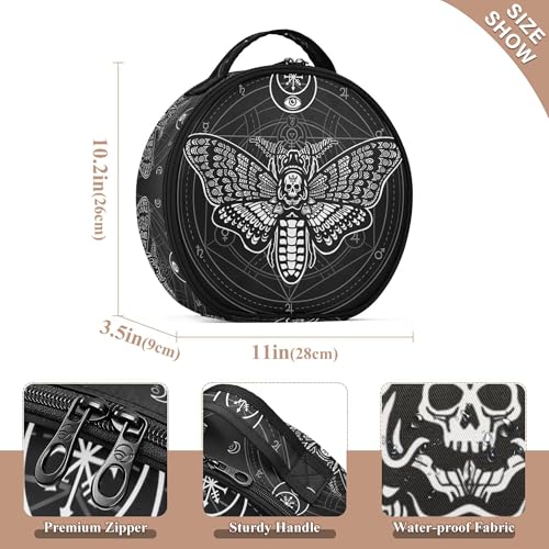 Gothic Skull Makeup Bag for Women Travel Organizer with Adjustable Dividers - Black & Pink Variation 230