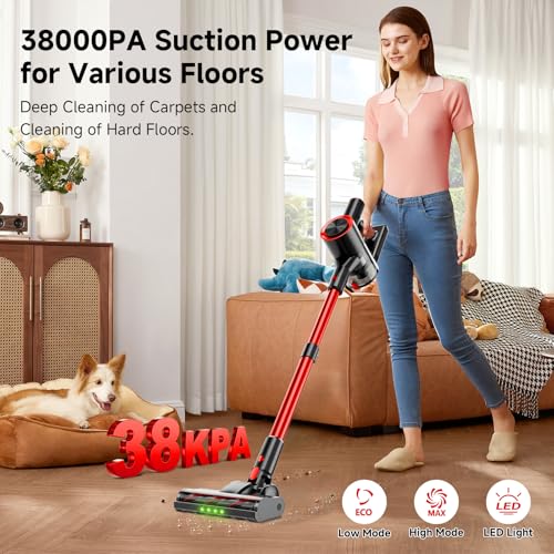 Cordless Stick Vacuum Cleaner 38KPa Powerful Suction Lightweight Carpet & Hard Floor
