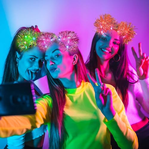 LED Cat Ears Headband Light Up Costume Accessory - Bright Color Variation