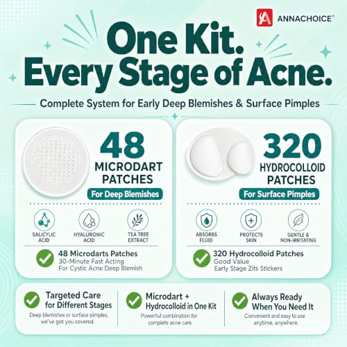 Acne Patch Kit with Microdart & Hydrocolloid - 368 Count – Complete Acne Care System
