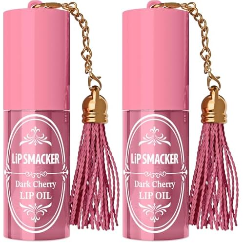Lip Smacker Holiday Lip Oil, Nourishing Lip Treatment with Shine, Moisturizing Winter Lip Care, Holiday Gift & Stocking Stuffer - Dark Cherry (Pack of 2)