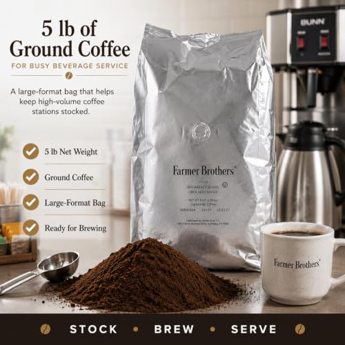 Ground Coffee 5 lb Bag - Breakfast Blend, Light Roast, Premium Beans