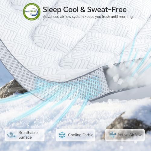 White Queen Mattress Topper 3 Inch Thick Viscoelastic Bamboo Bed Pad