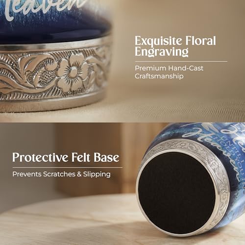 STONLIF Large Adult Starry Night Cremation Urn with Engraved Quote – Celestial Aluminum Memorial for Human Ashes
