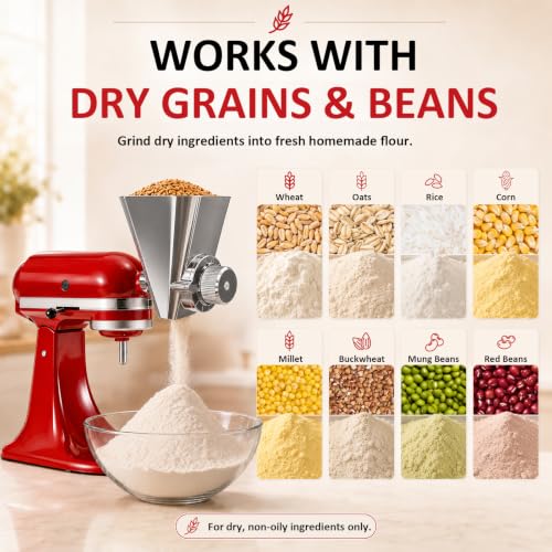 KitchenAid Grain Mill Attachment for Food Grinding, Flour & Wheat Milling