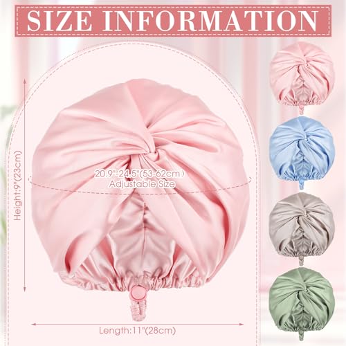 Maiteenly Light Color 4-Pack Adjustable Silk Sleep Bonnet for Hair Care & Night Use