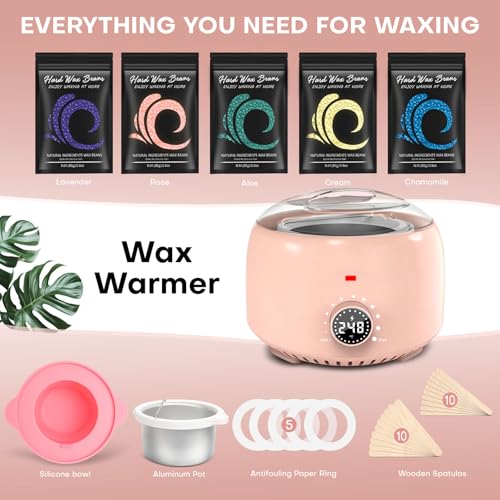 Blush Waxing Kit for Full Body Hair Removal with Digital Warmer & Natural Beads