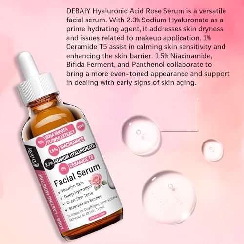 Rose 2.3% Hyaluronic Acid Facial Serum - Nourish Skin, 120ml/4.06fl.oz