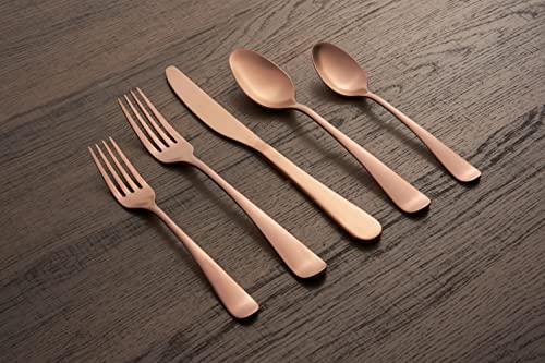 Copper Satin 20-Piece Flatware Set for 4 - Modern Dinnerware Cutlery