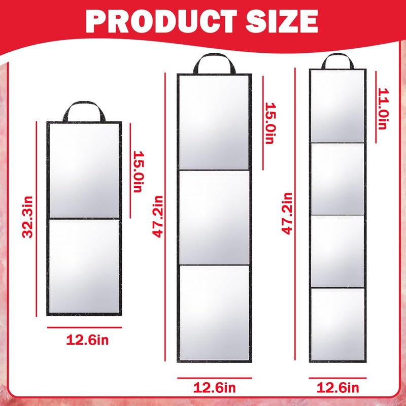 Foldable Acrylic Full Length Mirror with Handle - Tri-Fold, Black