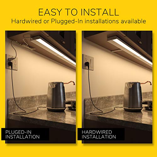 GETINLIGHT 24-Inch Linkable LED Under Cabinet Light - White, 3-CCT, Hardwired/Plug-in