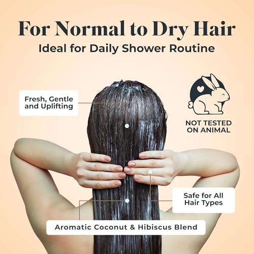 White Rain Moisturizing Shampoo - Coconut & Hibiscus Scent, Pack of 2 (15 fl oz Each), Hydrating Shampoo for Women & Men, Paraben-Free & Cruelty-Free with White Lily, Green Tea & Coconut Extract