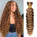 Anmanbeauty Human Braiding Hair 16 Inch 100g Ombre Curly Deep Wave Bundles - No Weft, Knotless & Boho Styles (4/27)