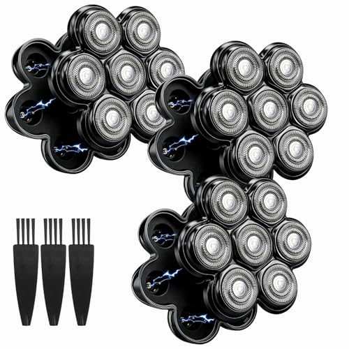 Black 3 Pack 7D Floating Shaver Replacement Heads Compatible with Wyklaus & More