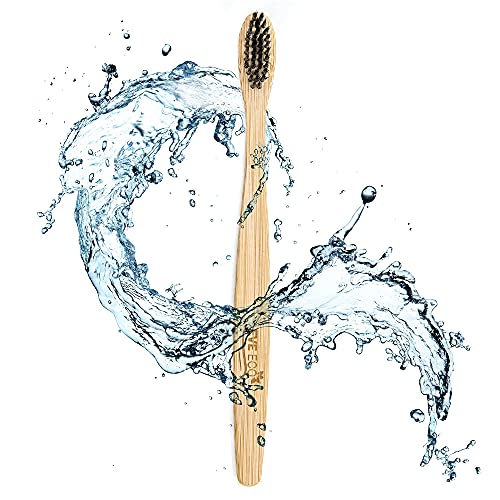 Eco Friendly Bamboo Toothbrush Set - Soft Charcoal Bristles for Sensitive Gums, Recyclable & Biodegradable, 48 Count