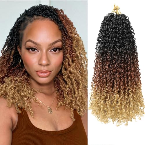 Yanky Twist Crochet Hair 14 Inch - 8 Packs of 30 Strands for Black Women - Natural Texture & Pre-Looped, Variation of 1B/30/27