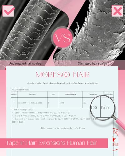 Moresoo Deep Black Human Hair Tape-In Extensions 18 Inch 20Pcs 50g - Natural Blend