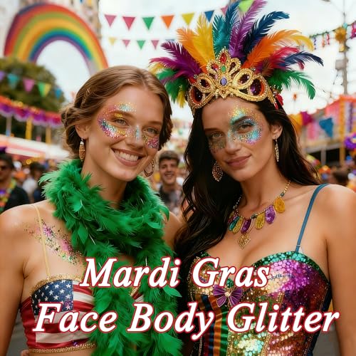 AROIC 14 Colors Body Glitter, St Patricks Day Face & Hair Glitter Gel Set, Eye Shimmer for Women Glow in the Dark Rave Accessories Party Supplies, Face Paint Hair/Cheek/Eyelid Sparkle Makeup-18ml/Tube