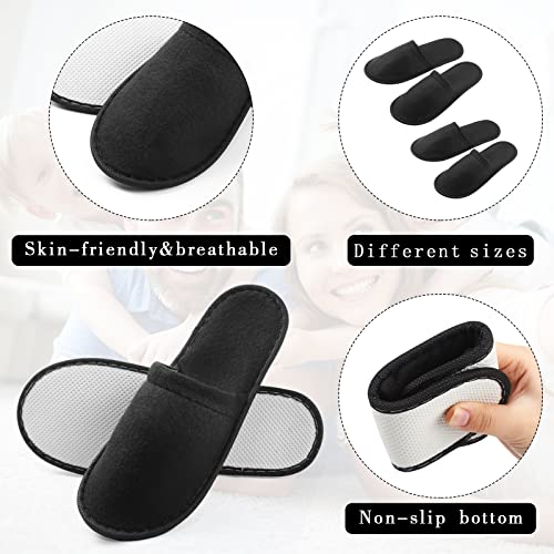 Geyoga 30 Disposable Slippers - Large Wide Black Hotel Spa Footwear