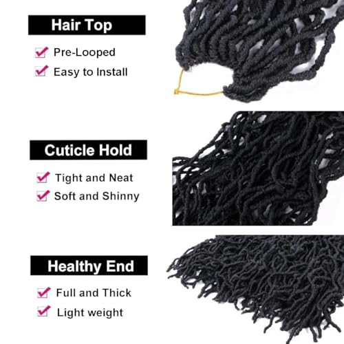 Layashow 24in Soft Locs Crochet Hair Pre-Looped 8 Packs 1B (Pack of 8, 24 Inch)