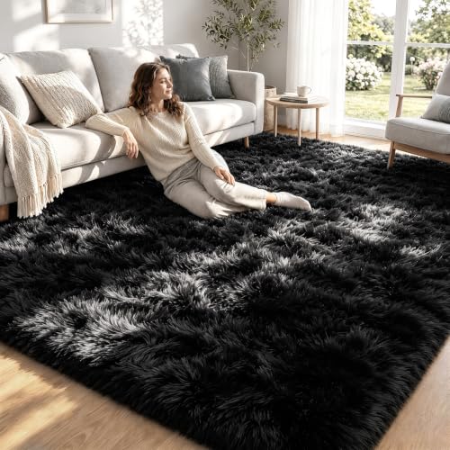 Black 9x12 Area Rug - Fluffy Shag Washable Plush Indoor Carpet for Living Room & Bedroom - Variation of THIS listing
