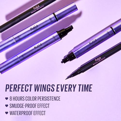 Kaja Wink Stamp Long Winged Eyeliner Set - Double Ended Stamp & Pen, Matte Black, 02 Variant