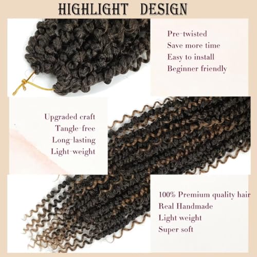 8 Packs Passion Twist Crochet Hair 18 Inch Boho Goddess Style with Curly Ends - T1B/27