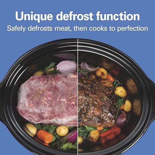 6 Quart Programmable Slow Cooker with Defrost Function - Black