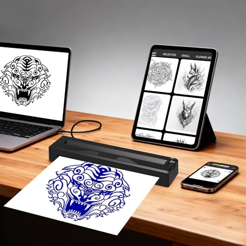 Wireless Bluetooth Tattoo Stencil Printer for Artists & Beginners - Portable, Inkless, Compatible with Phone & PC